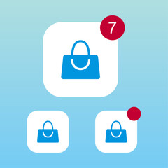 Modern Shopping Bag Icon With Notification