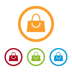 Colorful Shopping Bag Icons With Rings