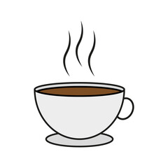 A cup of hot coffee with steam coming out of it