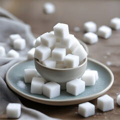 Fototapeta na wymiar white sugar on a wooden table