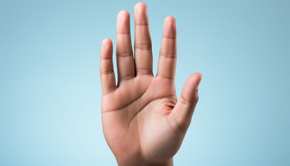 Hand sign of success, reaching for inspiration, symbol of peace generated by AI
