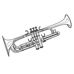 artistic outline of Trumpet: A powerful brass instrument, synonymous