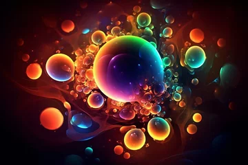 Fotobehang Atoms attempting to bond, forming a vibrant burst of colors. Generative AI © Lea