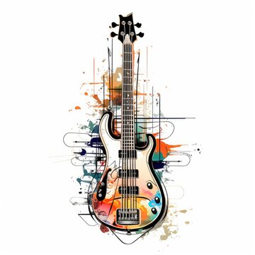 colorful bass guitar abstract art clip art preview