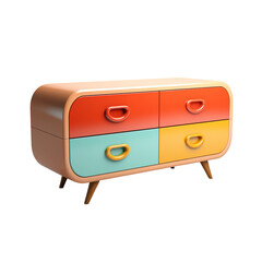 Multicolored Dresser With Three Drawers
