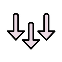 Arrow Direction Down Filled Outline Icon