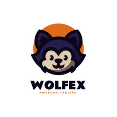 Vector Logo Illustration Wolf Mascot Cartoon Style.