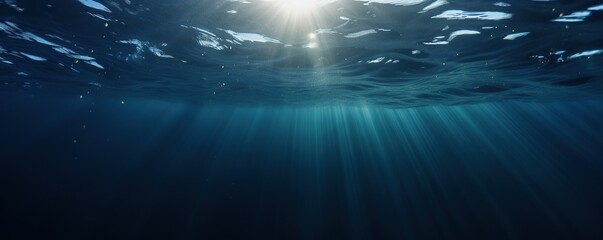 Dark ocean surface form underwater angle