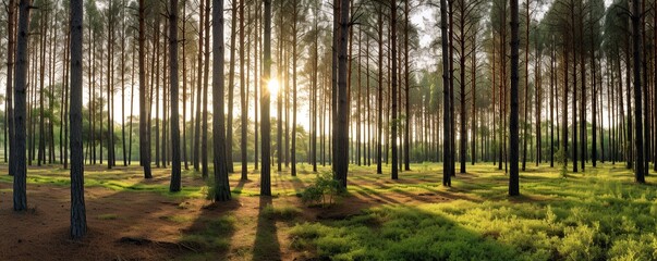  pine forest with sun flare