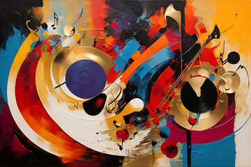 Abstract painting on the subject of music and rhythm