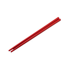 Two Red Chopsticks on White Background