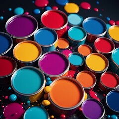 Spots of various color paint. Background. Illustration by Generation AI.