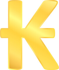 Flat gold Laotian Kip currency sign symbol in modern luxury money financial vector illustration