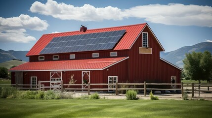 Obraz premium electricity solar panel barn