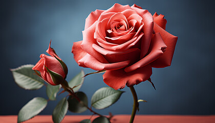 A single rose blossom symbolizes love and romance generated by AI