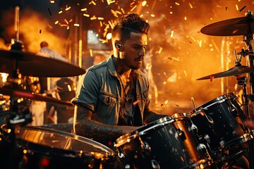 Naklejka premium Drum Kit: The rhythmic backbone of a rock band