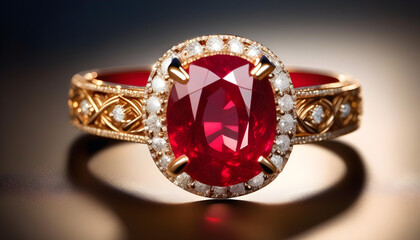 Ruby Jewelry, Gemstone, Precious, Red, Luxury, Fashion, Accessories, Ring, Glamour, Sparkle, Gem, Elegant, AI Generated