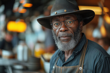 A happy elderly farmer, his black hat and beard framing a smiling face, embodies the richness of culture and the contentment of senior years in this portrait
