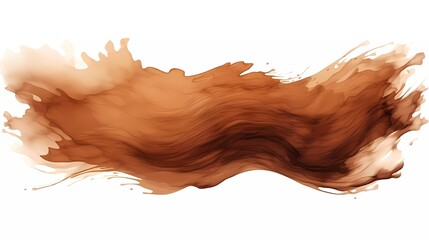 Brushstrokes of brown oil paint on white background. generative ai