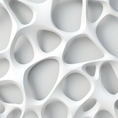 A modern abstract design of an organic white cellular pattern in 3D, depicting complexity and connectivity.