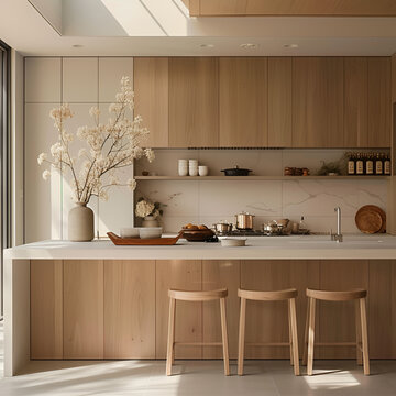 Fresh and neutral japandi kitchen
