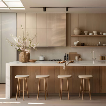 Fresh and neutral japandi kitchen