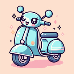 Cute Scooter Bike Vector Illustration, a cartoon character on a scooter.