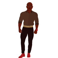 Bald head black man in elegant art style vector