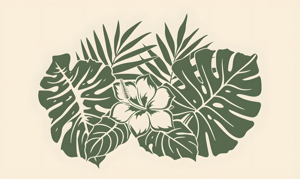 minimalist monochromatic hawaiian plant design,Generative AI 