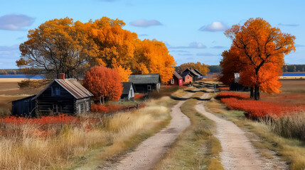 Fototapeta premium Embracing Rustic Beauty: Serene Countryside Villages