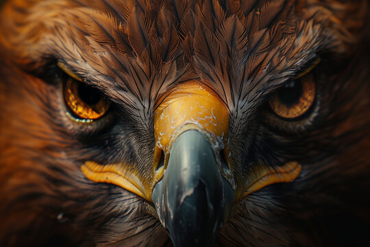 Generative AI Image of Sharp Eagle Hawk Falcon Eyes with Beak
