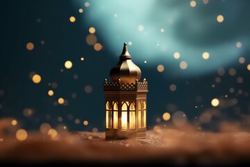 Eid mubarak and ramadan kareem greetings with islamic lantern and mosque. Eid al fitr background
