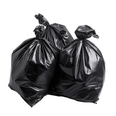 black garbage bags on transparent background