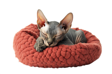 Napping cat, isolated on transparent background.