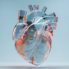 A heart organ made of glass material