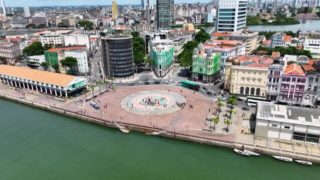 Ground Zero Square At Recife Pernambuco Brazil. Leisure Recife Pernambuco. Industry Skyline High Rise Building Stunning. Industry Cityscape High Rise Building Flyover Business.