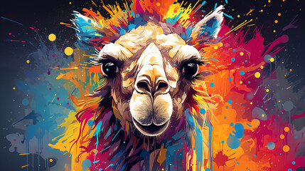 abstract background, watercolor camel abstract animal