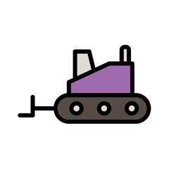 Bulldozer Labor Worker Filled Outline Icon