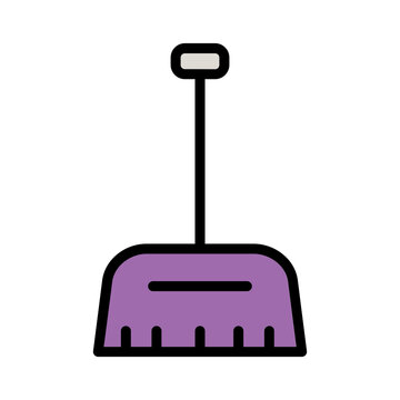purple dustpan icon, black outline, simple