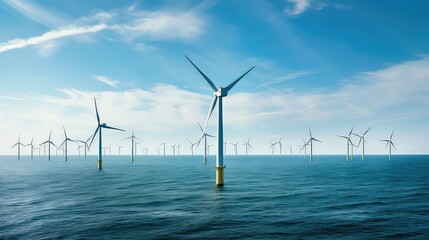 turbine off shore wind farm - obrazy, fototapety, plakaty
