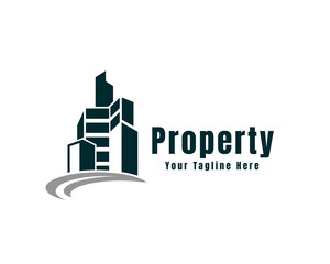 Naklejka premium building tower property real estate construction logo icon symbol design template illustration inspiration