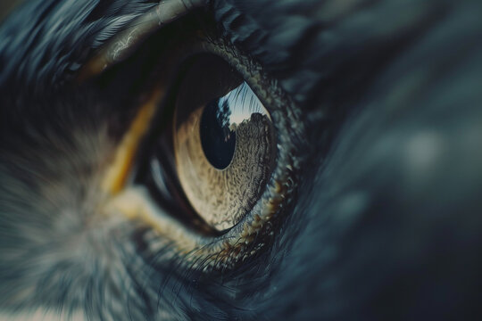 Generative AI Image of Sharp Eyesight of Black Eagle Bird Predator