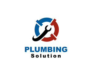 pipe plumbing service solution logo icon symbol design template illustration inspiration