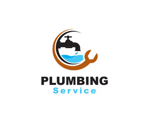 water faucet plumbing service logo icon symbol design template illustration inspiration