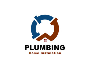 circle abstract plumbing house logo icon symbol design template illustration inspiration