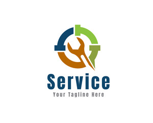 circle pipe plumbing service logo icon symbol design template illustration inspiration