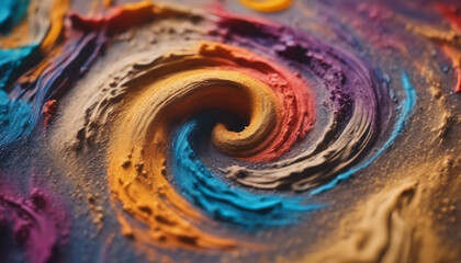 Textured Brush Strokes and Colorful Paint Sand Swirl Artistry