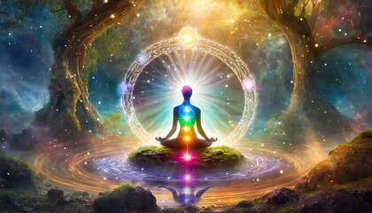 Background of energy healing chakras, magic, occultism, spiritual aura