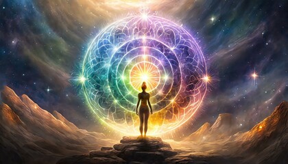 Background of energy healing chakras, magic, occultism, spiritual aura