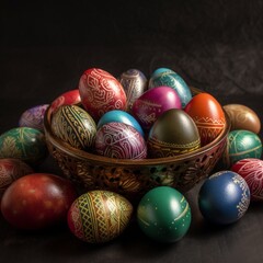 Fototapeta premium easter eggs in basket